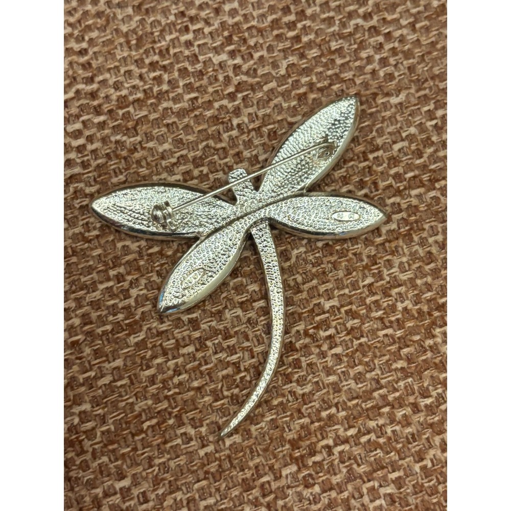 Avon Pink Enamel Rhinestone Dragonfly Brooch Silver Tone Nature Pin - Picture 3 of 4